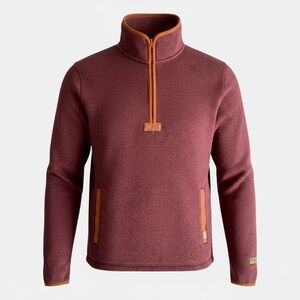LL Bean Sweater Fleece 1/2 Zip Pullover Mens Medium Burgundy Maroon Sweatshirt